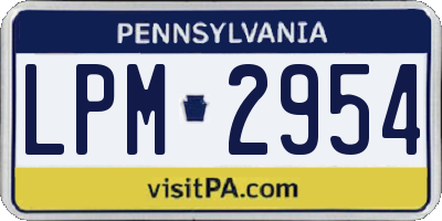 PA license plate LPM2954