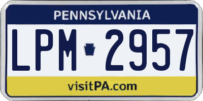 PA license plate LPM2957
