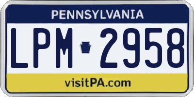 PA license plate LPM2958