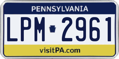 PA license plate LPM2961