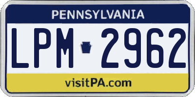 PA license plate LPM2962