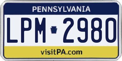 PA license plate LPM2980