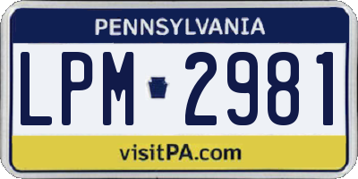 PA license plate LPM2981