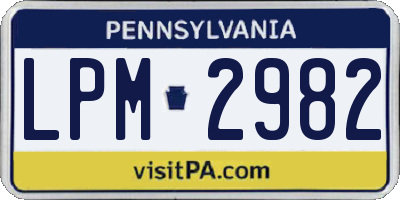 PA license plate LPM2982