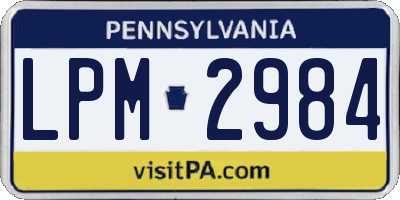 PA license plate LPM2984