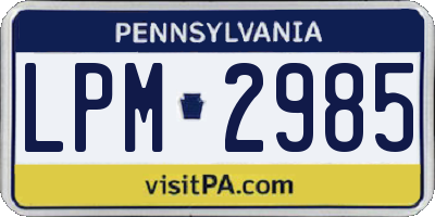 PA license plate LPM2985