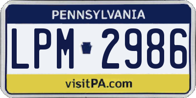 PA license plate LPM2986
