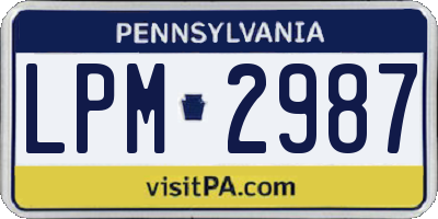 PA license plate LPM2987