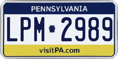 PA license plate LPM2989