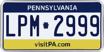 PA license plate LPM2999