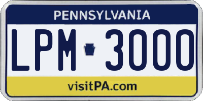 PA license plate LPM3000