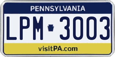 PA license plate LPM3003