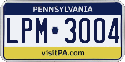 PA license plate LPM3004