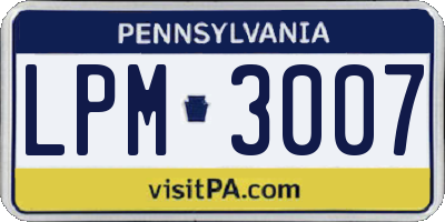 PA license plate LPM3007