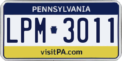 PA license plate LPM3011