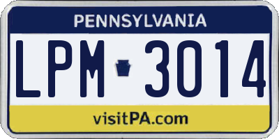 PA license plate LPM3014