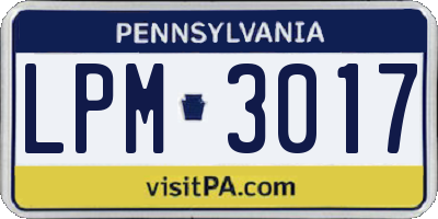 PA license plate LPM3017