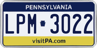 PA license plate LPM3022