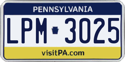 PA license plate LPM3025