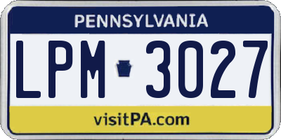 PA license plate LPM3027