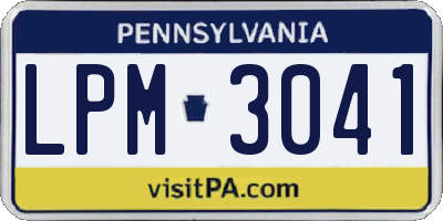 PA license plate LPM3041