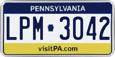 PA license plate LPM3042