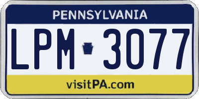 PA license plate LPM3077