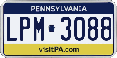 PA license plate LPM3088