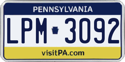 PA license plate LPM3092