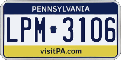 PA license plate LPM3106