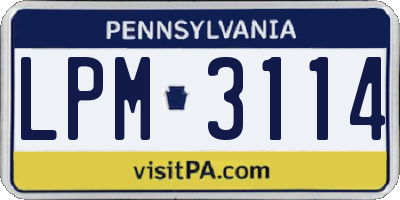 PA license plate LPM3114