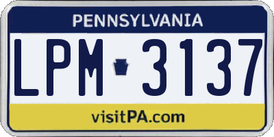 PA license plate LPM3137