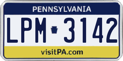 PA license plate LPM3142