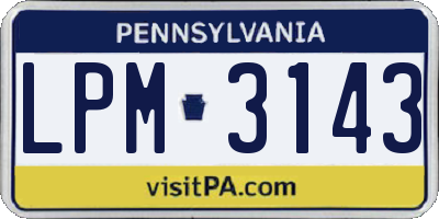 PA license plate LPM3143
