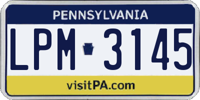 PA license plate LPM3145