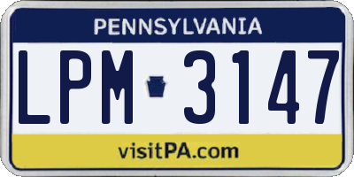 PA license plate LPM3147