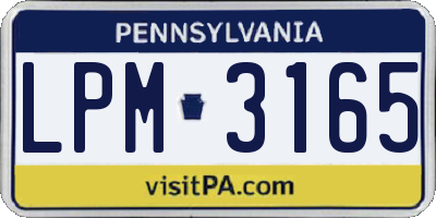 PA license plate LPM3165
