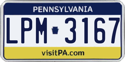 PA license plate LPM3167