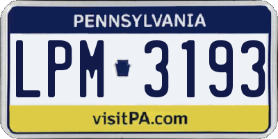 PA license plate LPM3193