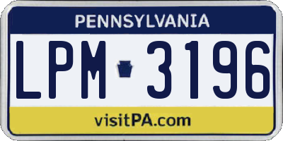 PA license plate LPM3196