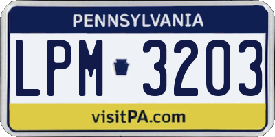 PA license plate LPM3203