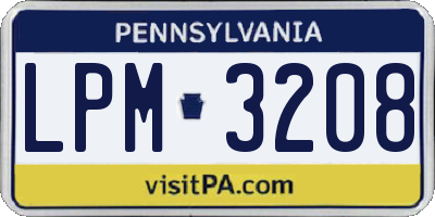PA license plate LPM3208