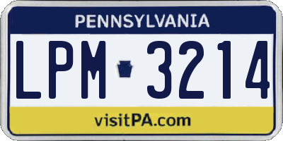 PA license plate LPM3214