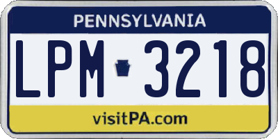 PA license plate LPM3218