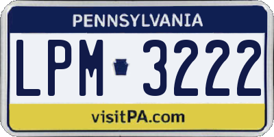 PA license plate LPM3222
