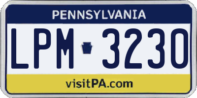 PA license plate LPM3230
