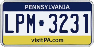 PA license plate LPM3231