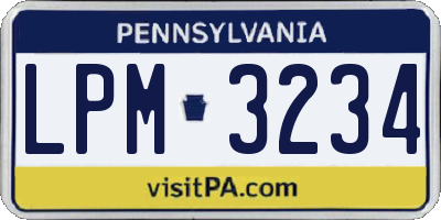 PA license plate LPM3234
