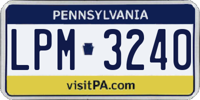 PA license plate LPM3240