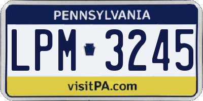 PA license plate LPM3245